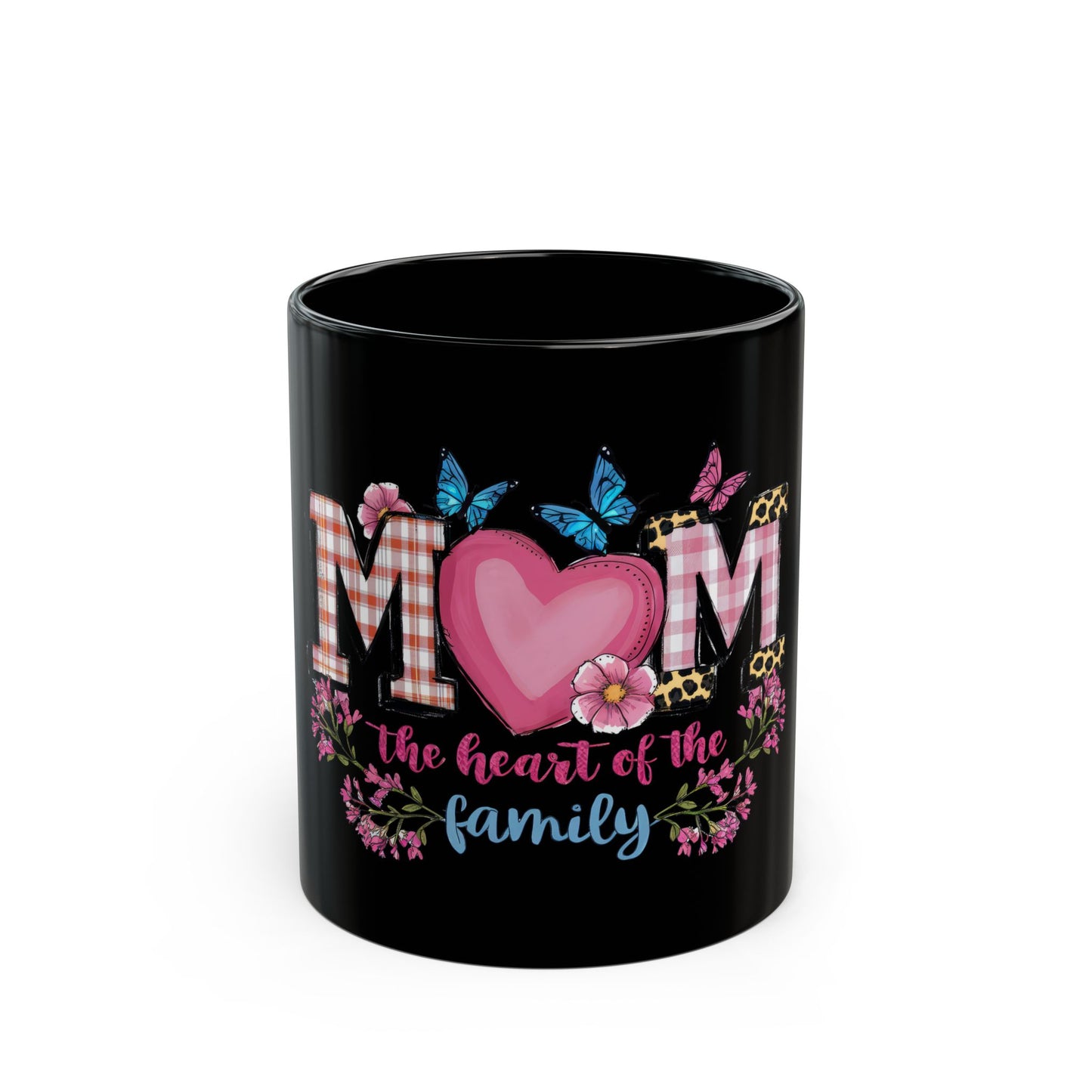 Mom Heart Black Mug - 11oz | Perfect Gift for Mother's Day & Family Celebrations