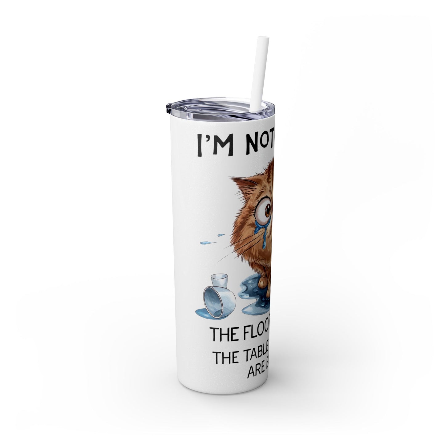 Cat Lover's 20oz Skinny Tumbler with Straw - Funny Pet Humor Design