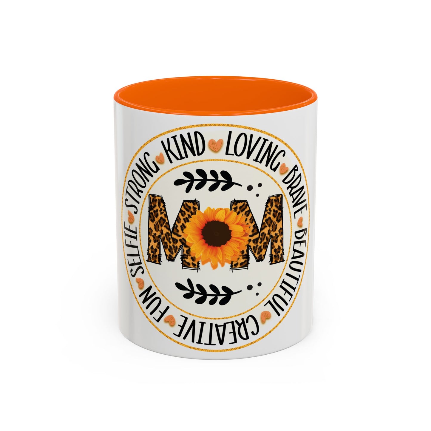 Mom Strong Coffee Mug - Leopard Print & Sunflower Design, 11oz