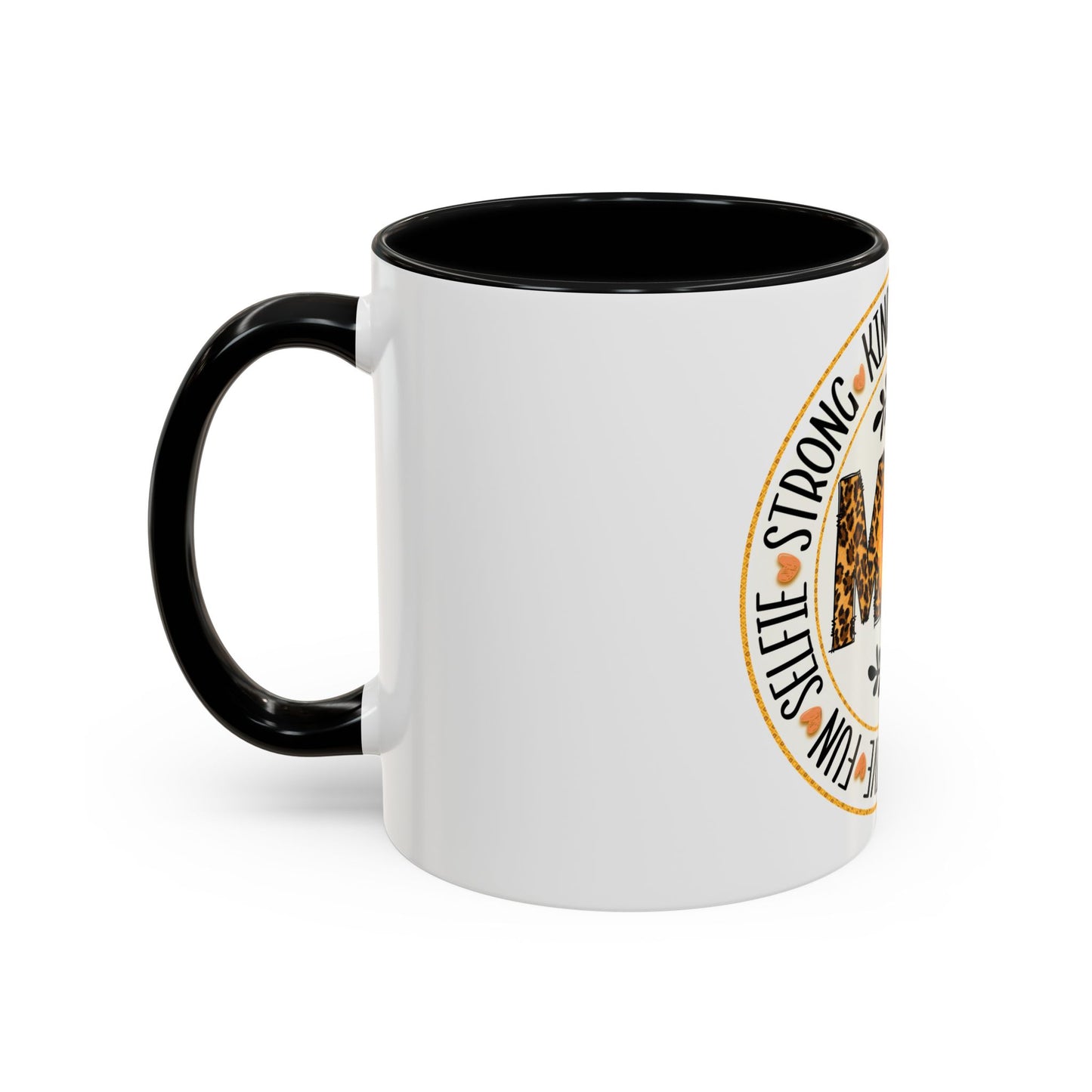 Mom Strong Coffee Mug - Leopard Print & Sunflower Design, 11oz
