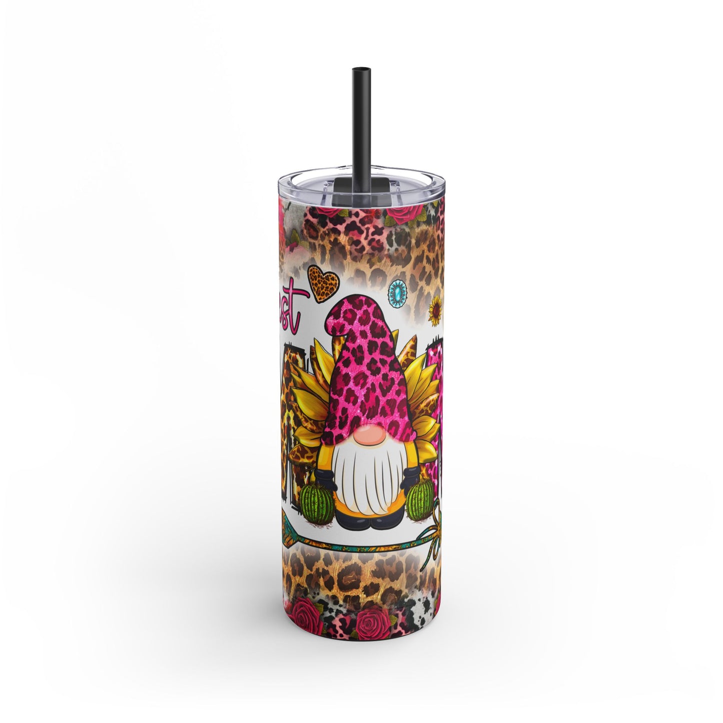 Leopard Print Gnome Tumbler | 20oz Travel Mug for Gnome Lovers | Perfect Gift for Best Mom