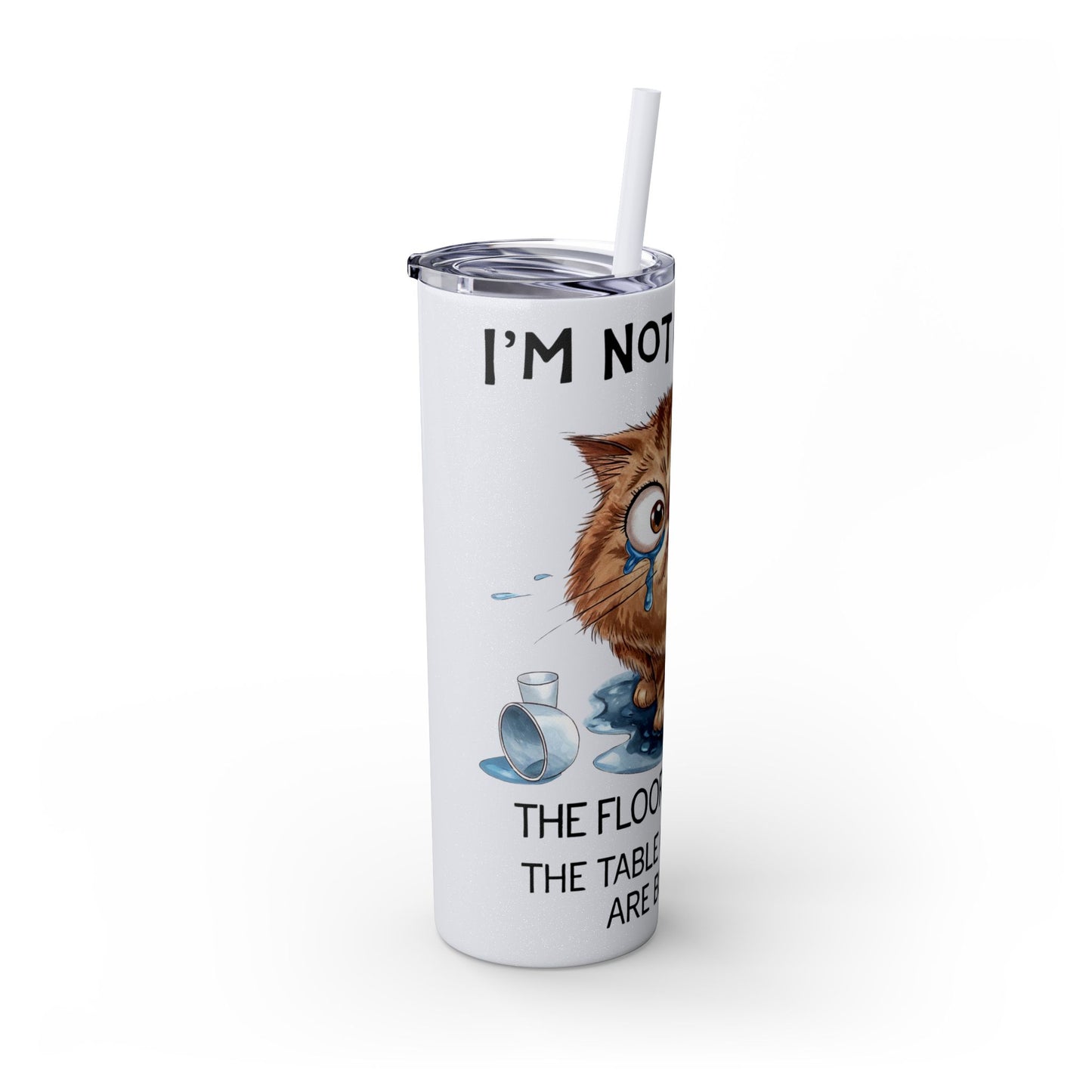 Cat Lover's 20oz Skinny Tumbler with Straw - Funny Pet Humor Design