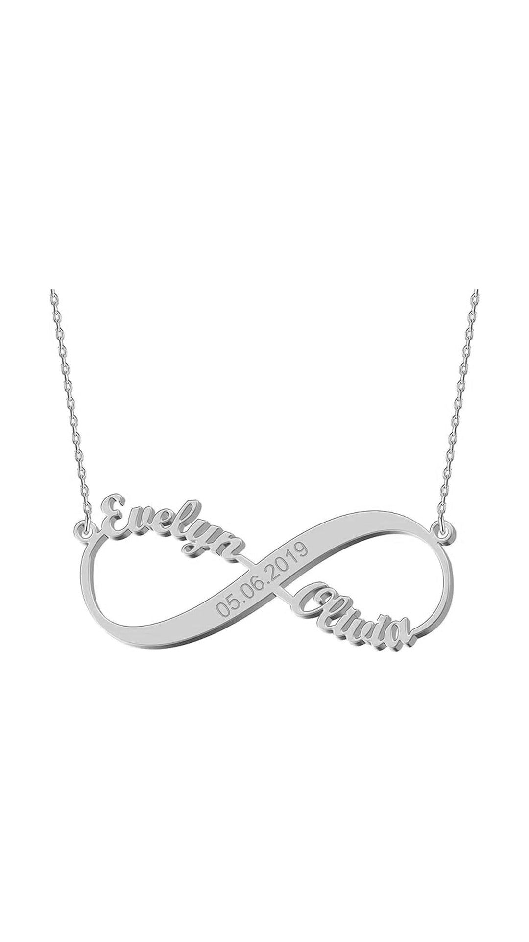 Custom Silver Infinity Necklace with Two Names