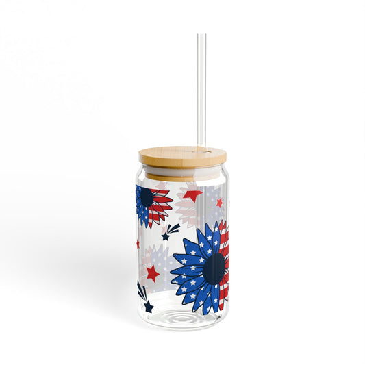 Floral Sipper Glass – American Sunflowers Celebrates 16oz
