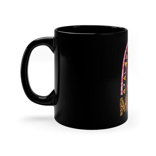 Mama Rainbow Floral Coffee Mug - 11oz Black Ceramic