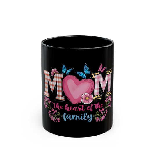 Mom Heart Black Mug - 11oz  | Perfect Gift for Mother's Day & Family Celebrations