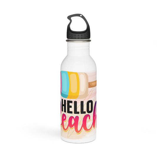Hello Beach Stainless Steel Water Bottle - Colorful Summer Drinkware for Beach Lovers