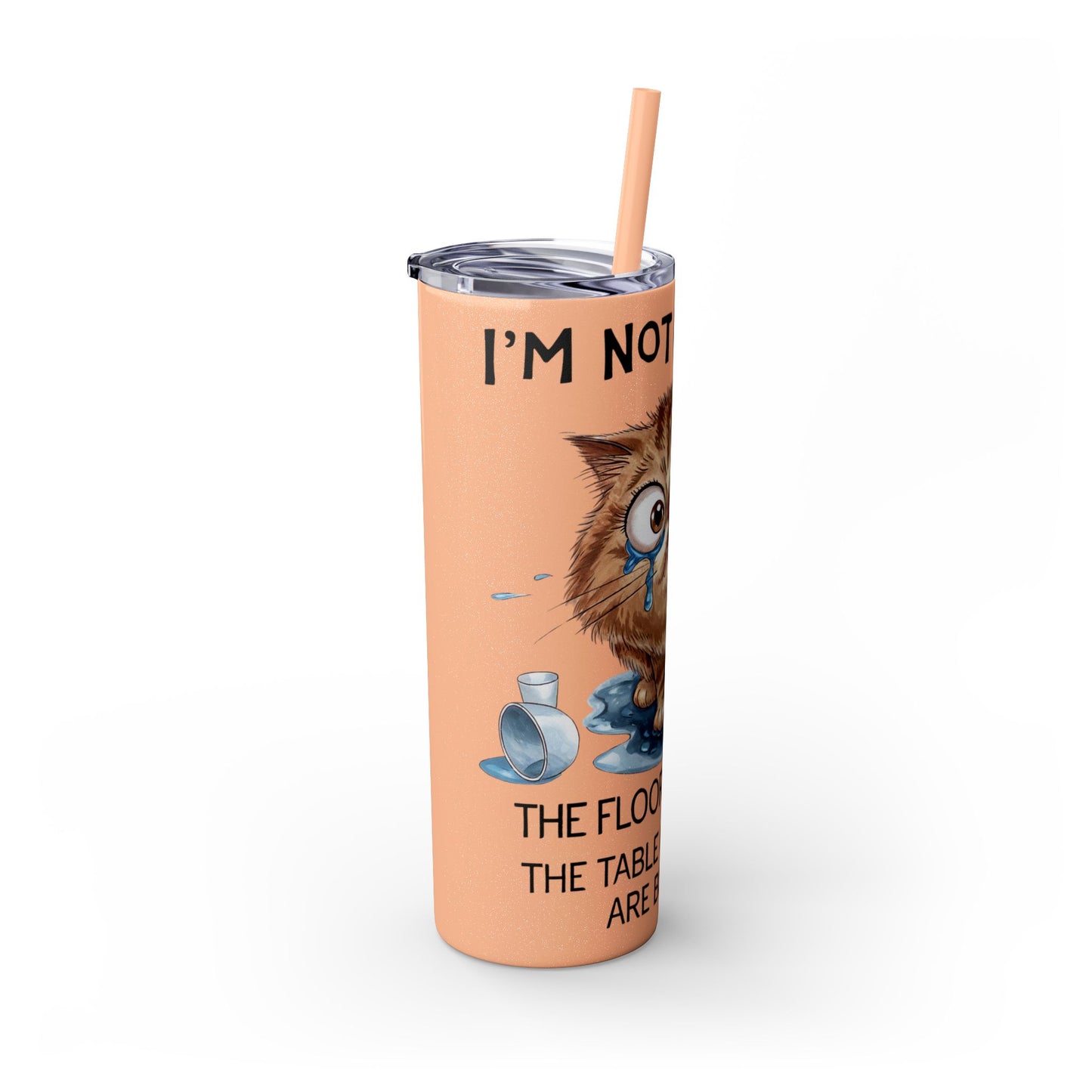 Cat Lover's 20oz Skinny Tumbler with Straw - Funny Pet Humor Design