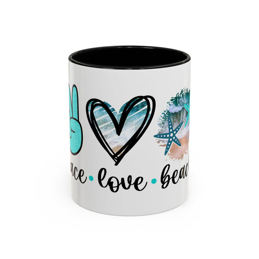 Peace Love Beach Mug, 11oz