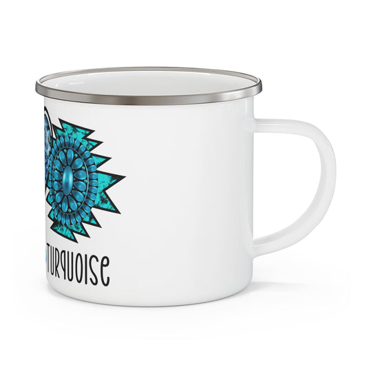 Peace Love Turquoise Enamel Camping Mug - Perfect Gift for Outdoor Enthusiasts