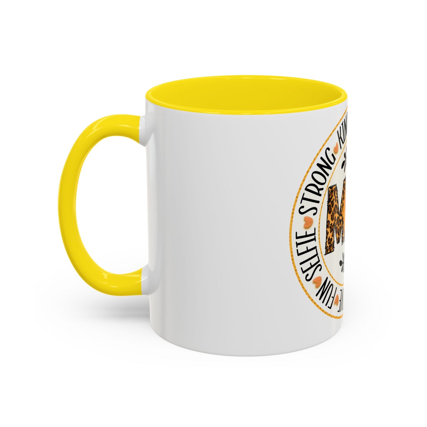 Mom Strong Coffee Mug - Leopard Print & Sunflower Design, 11oz
