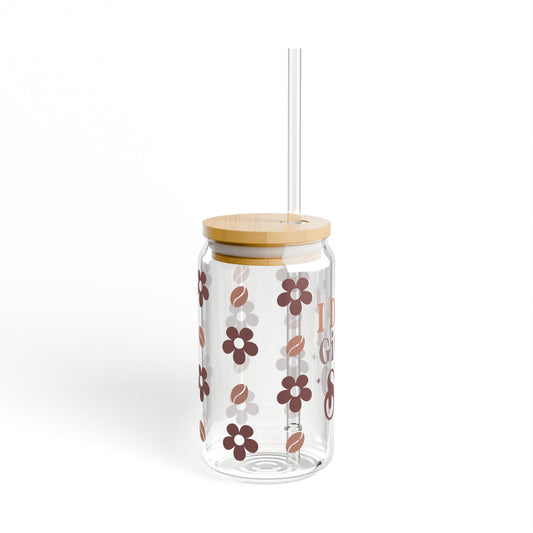 Floral Sipper Glass - 16oz with 'I Don't Give a Sip' Design