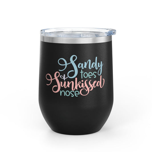 Sandy Toes Wine Tumbler - 12oz Insulated Drinkware for Beach Lovers