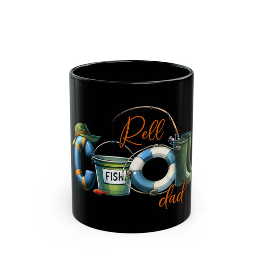 Fishing Themed Black Mug for Dad - Fun Gift for Father's Day