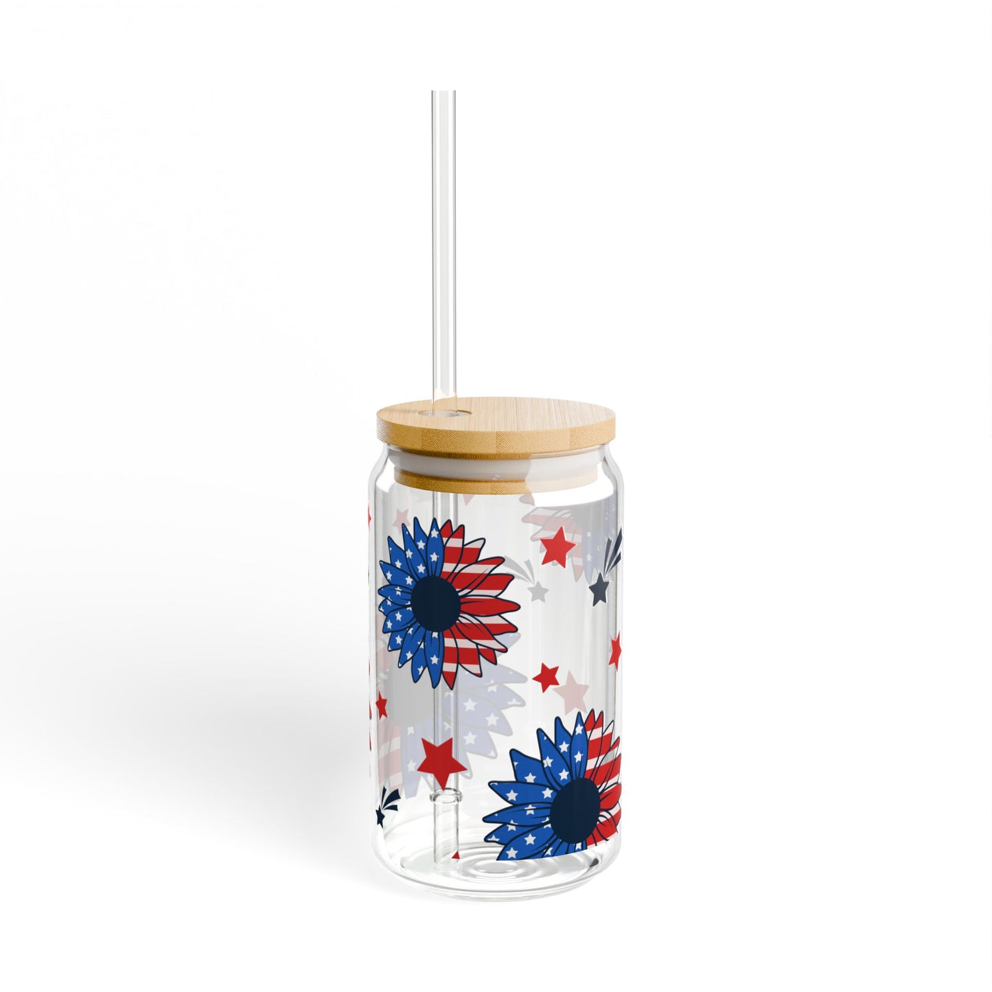 Floral Sipper Glass – American Sunflowers Celebrates 16oz