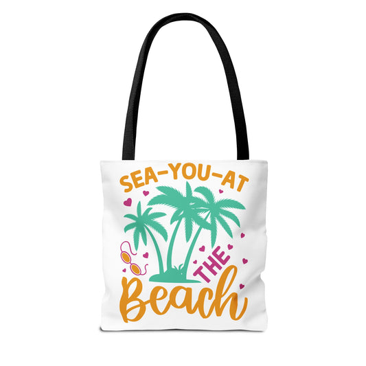 Tote Bag - "Sea-You-At The Beach" Summer Tote with Palm Trees