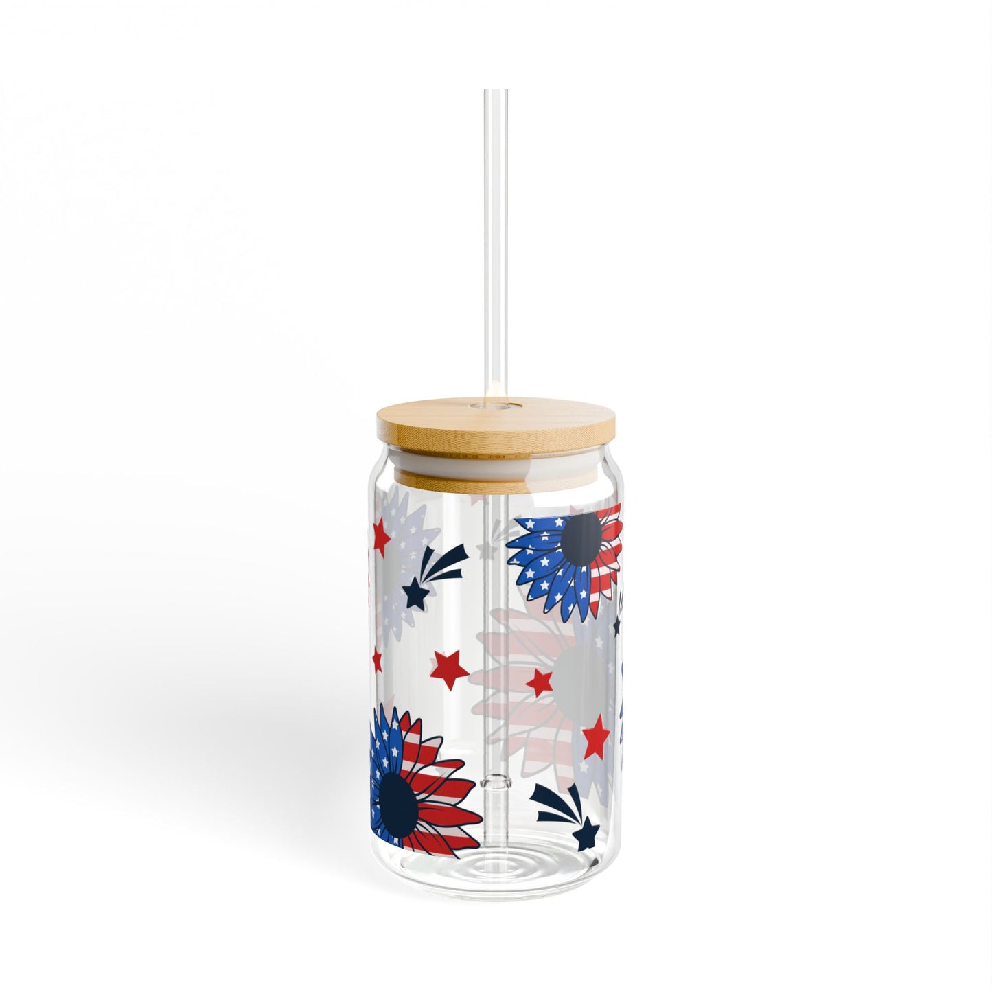 Floral Sipper Glass – American Sunflowers Celebrates 16oz