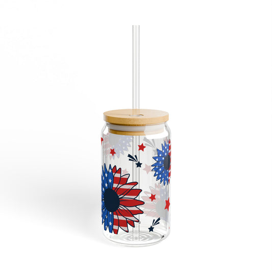 Floral Sipper Glass – American Sunflowers Celebrates 16oz