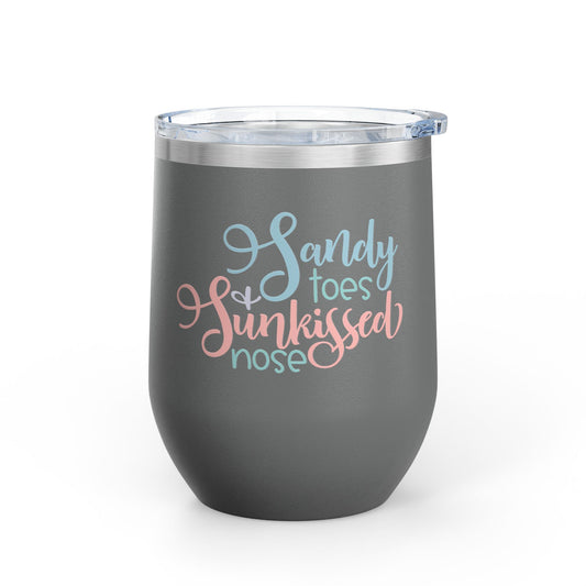 Sandy Toes Wine Tumbler - 12oz Insulated Drinkware for Beach Lovers