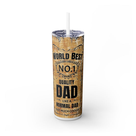 World's Best Dad Skinny Tumbler with Straw - 20oz Insulated Drinkware for Father's Day & Everyday Use
