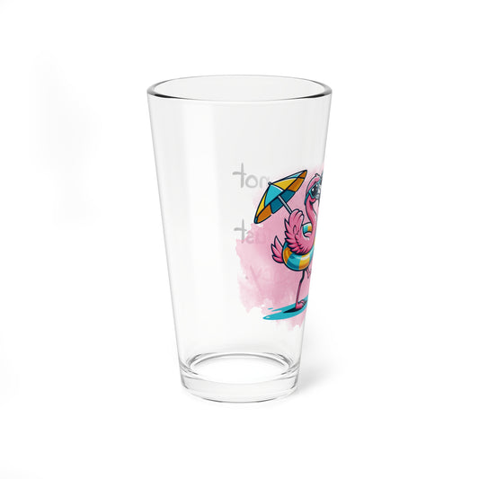 16oz pint Glass with Fun Flamingo Design - I'm Not Drunk, I'm Just Fancy