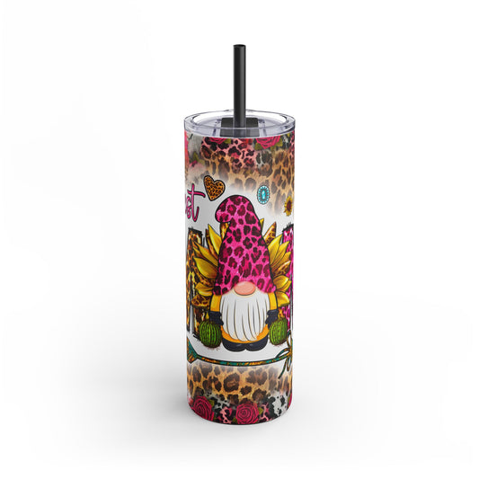 Leopard Print Gnome Tumbler | 20oz Travel Mug for Gnome Lovers | Perfect Gift for Best Mom
