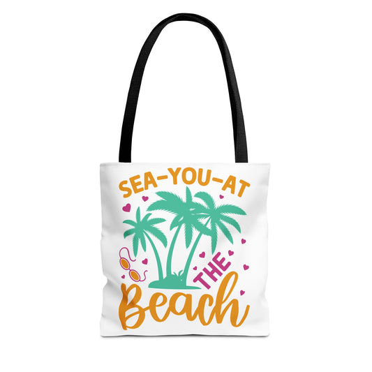 Tote Bag - "Sea-You-At The Beach" Summer Tote with Palm Trees