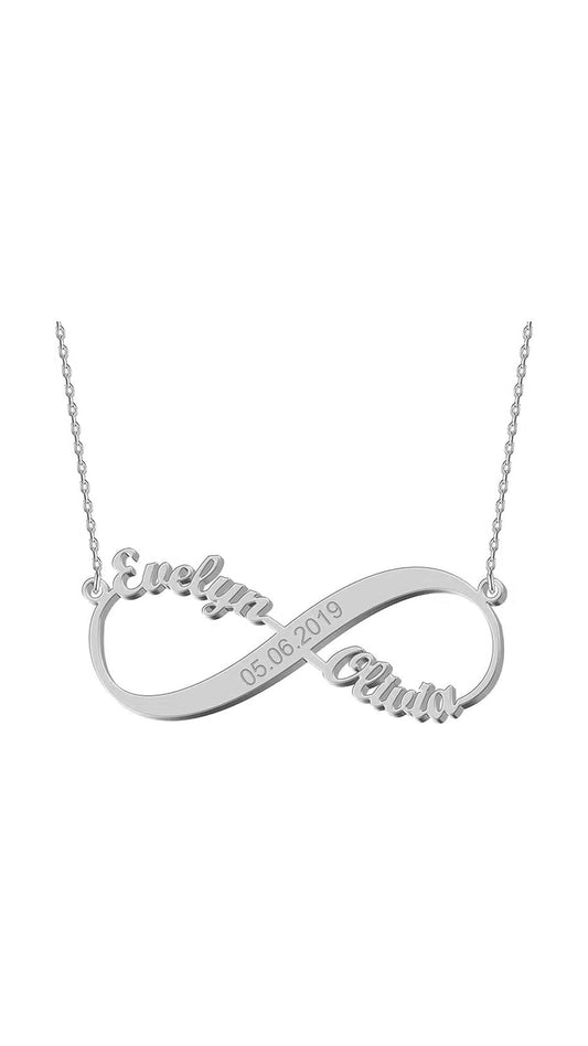 Custom Silver Infinity Necklace with Two Names